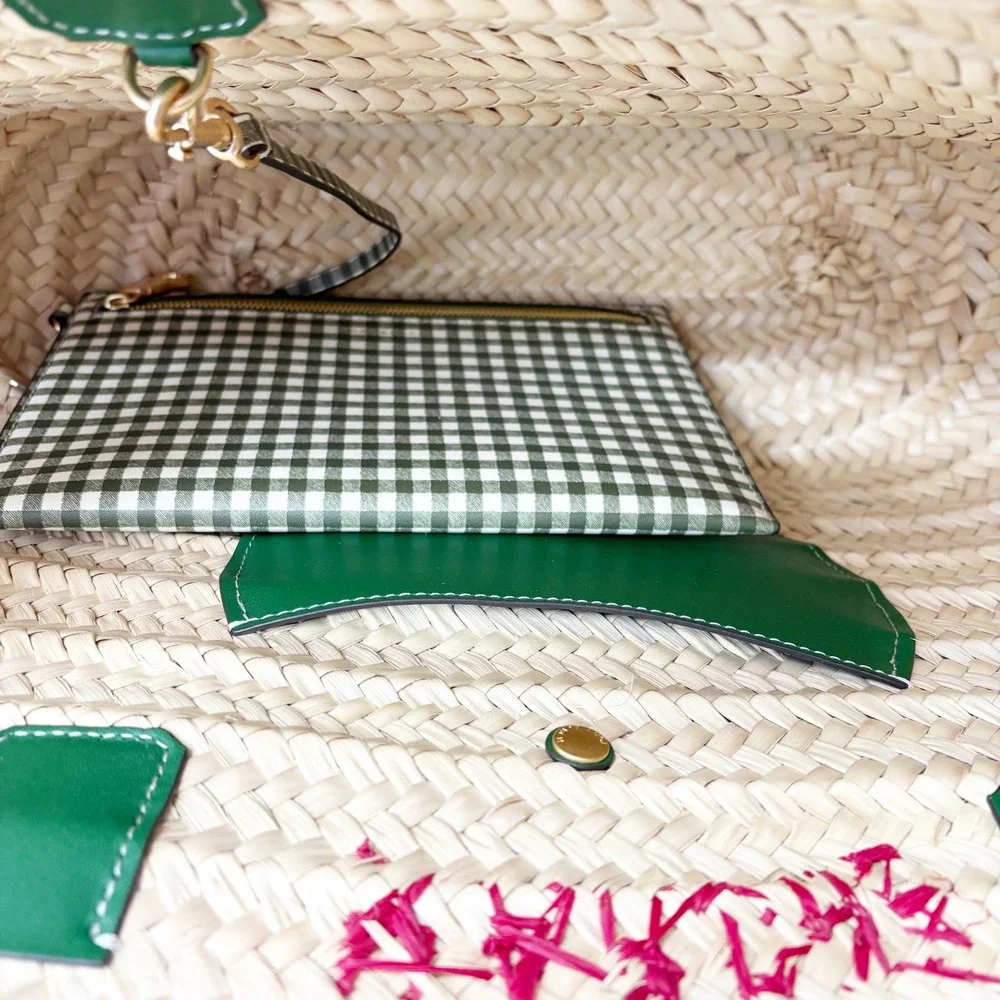 Tory Burch x Doum Womens Hand Woven Embroidered Fruit Ella Basket Tote Bag Large